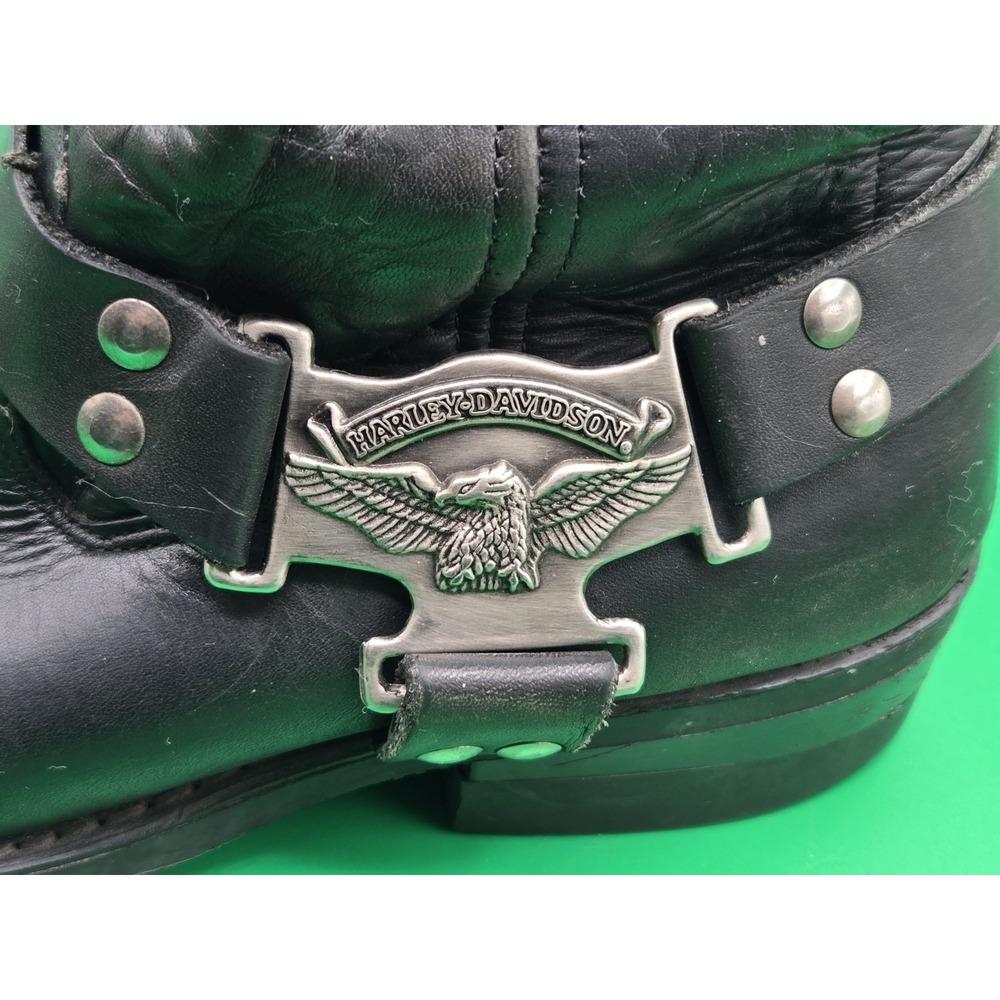Genuine Harley Davidson Leather Boots 98408 Men Size 9.5M Black Motorcycle Eagle - Picture 2 of 16